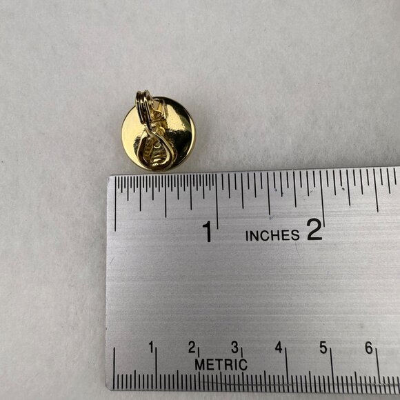 Ralph Lauren Gold Tone Clip-On Earrings Vintage Monogrammed Dome Design 1 Inch - Picture 6 of 6